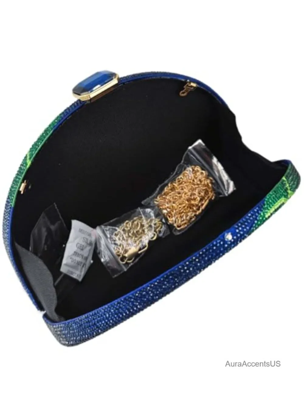 Rhinestone Crystal Clutch Evening Bag with Chain Straps, Women's Formal Prom